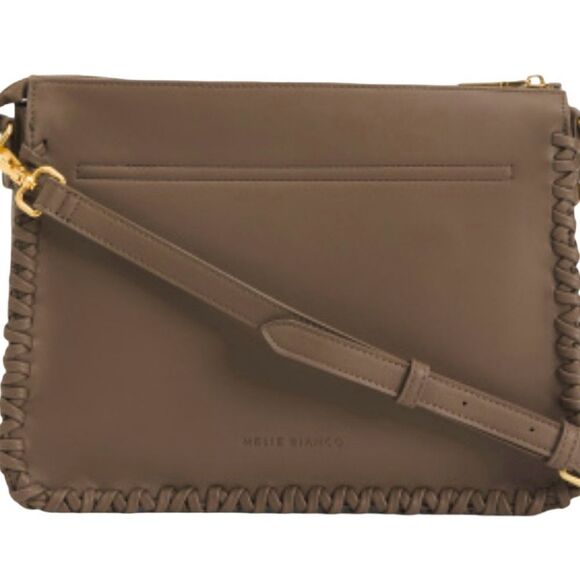 Melie Bianco Elegant Leather Crossbody Bag. Color: Mushroom - Picture 5 of 8